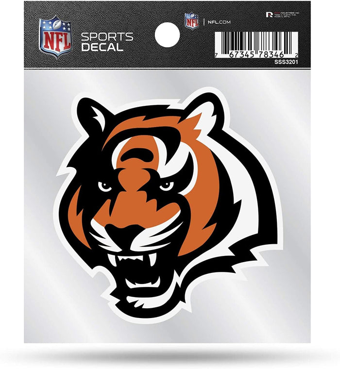 Cincinnati Bengals 4x4 Inch Die Cut Decal Sticker, Primary Logo, Clear Backing