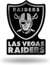 Las Vegas Raiders Auto Emblem, Silver Chrome Color, Raised Molded Plastic, 3.5 Inch, Adhesive Tape Backing