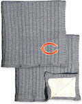 Chicago Bears Cable Sweater Knit Sherpa Throw Blanket 50x60 Inch Adult