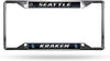 Seattle Kraken Premium Metal License Plate Frame Chrome Tag Cover, EZ View Design, 12x6 Inch