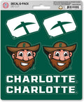 University of North Carolina UNC Charlotte 49ers 6-Piece Decal Sticker Set, 5x6 Inch Sheet, Gift for football fans for any hard surfaces around home, automotive, personal items by Fielders Choice
