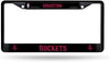 Houston Rockets Black Metal License Plate Frame Chrome Tag Cover, 12x6 Inch