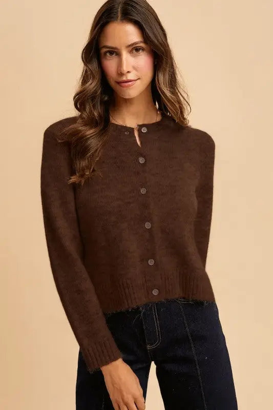 Melange Cropped Cardigan by Boutique 23