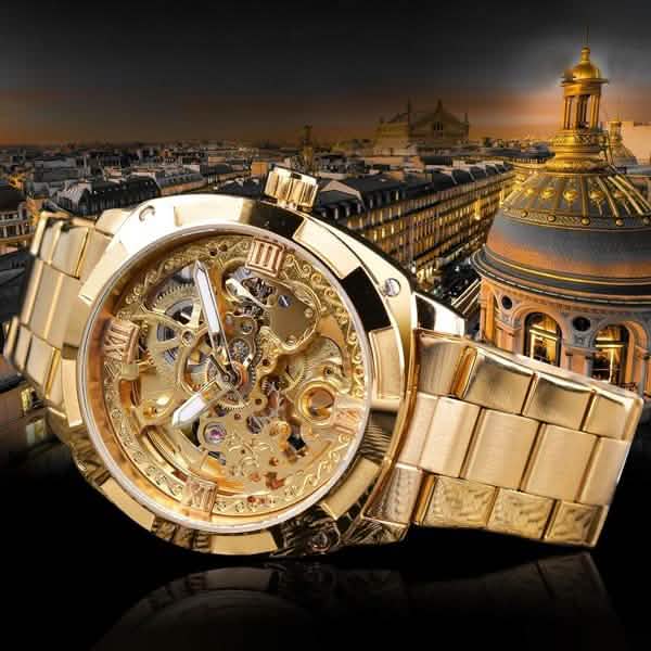 Men Luxury Skeleton Automatic Winding Mechanical Watch by DailySale