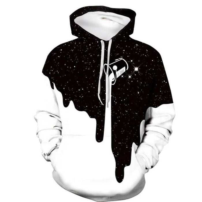 Men's 3D Print Block Starry Sky Milk Hoodie by DailySale