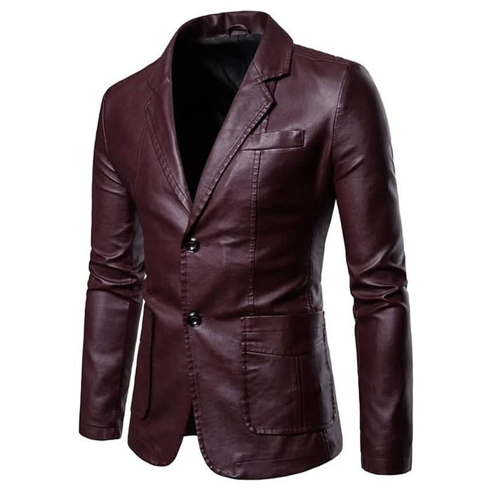 Men's Blazer Faux Leather Jacket by DailySale