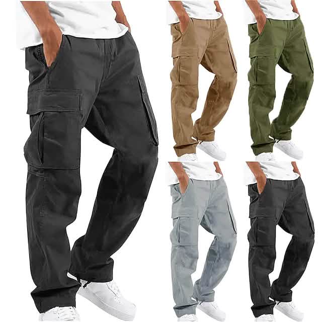 Men's Cargo Pants Trousers Drawstring Elastic Waist Multi Pocket by DailySale