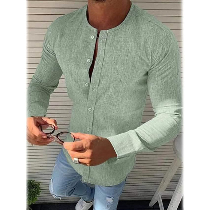 Men's Casual Solid Long Sleeve Shirt by DailySale