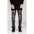 Men's Comfy Stretch Ripped Distressed Biker Jeans Pants Rock Revival by DailySale