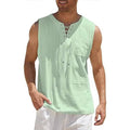 Men's Cotton Linen Tank Top Shirts Casual Sleeveless Lace Up Beach Hippie Tops Bohemian Renaissance Pirate Tunic by DailySale