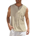 Men's Cotton Linen Tank Top Shirts Casual Sleeveless Lace Up Beach Hippie Tops Bohemian Renaissance Pirate Tunic by DailySale