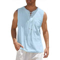 Men's Cotton Linen Tank Top Shirts Casual Sleeveless Lace Up Beach Hippie Tops Bohemian Renaissance Pirate Tunic by DailySale