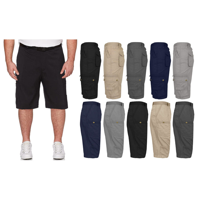 Men's Extended Size Cotton Cargo Utility Belted Shorts by DailySale