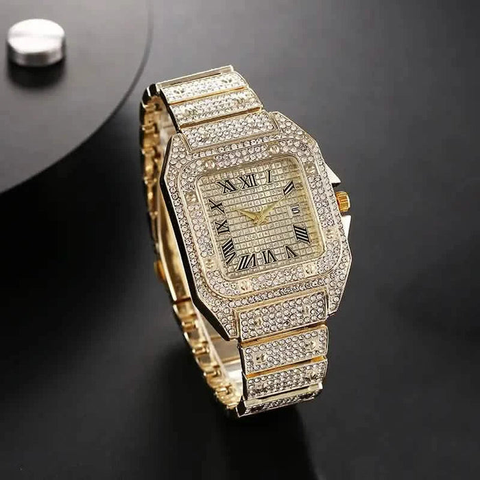 Men's Fashion Elegant High-End Analog Zinc Alloy Watch with Rhinestones by DailySale