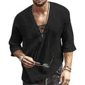 Men's Fashion Shirt Short Sleeve Beach V-Neck Drawstring by DailySale