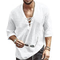 Men's Fashion Shirt Short Sleeve Beach V-Neck Drawstring by DailySale