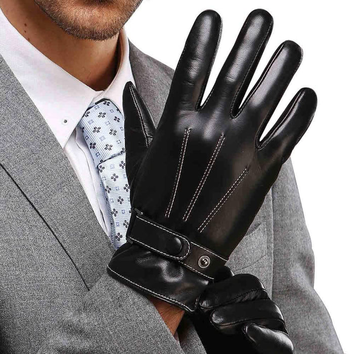 Men's Faux Leather Touchscreen Gloves - Black by DailySale