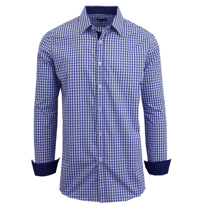 Men's Long Sleeve Slim Fitting Gingham Pattern Dress Shirts by DailySale
