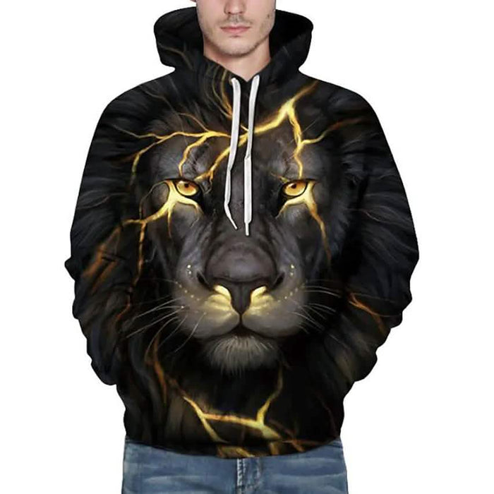 Men's Plus Size 3D Lion Animal Print Hoodie Sweatshirt by DailySale