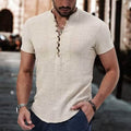 Men's Popover Shirt Short Sleeve Plain V Neck by DailySale