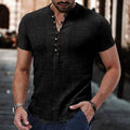 Men's Popover Shirt Short Sleeve Plain V Neck by DailySale