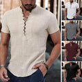Men's Popover Shirt Short Sleeve Plain V Neck by DailySale