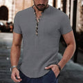 Men's Popover Shirt Short Sleeve Plain V Neck by DailySale