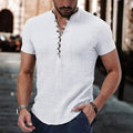 Men's Popover Shirt Short Sleeve Plain V Neck by DailySale