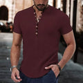 Men's Popover Shirt Short Sleeve Plain V Neck by DailySale