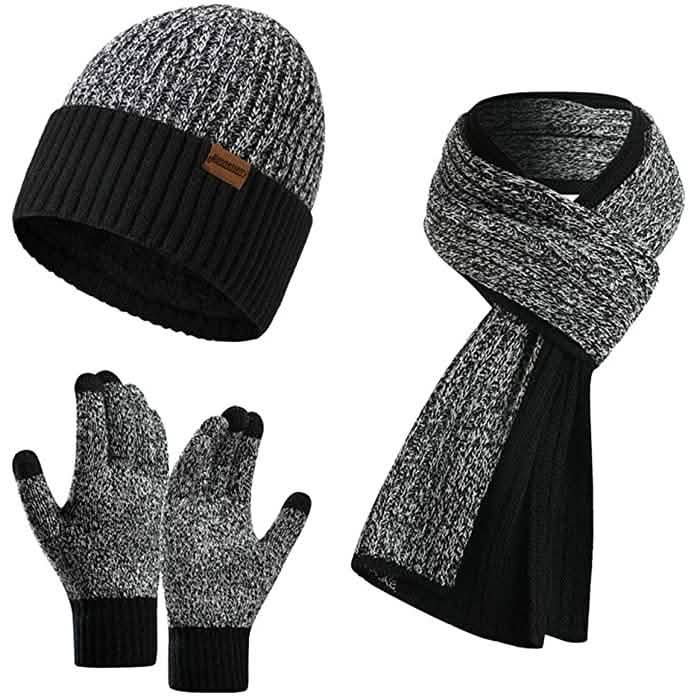 Men's Scarf and Beanie Hat Themal Gloves Set by DailySale