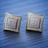 Men's Solid 14k Gold Large Square Lab Diamond Screw Back Earrings
