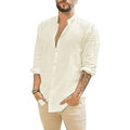 Mens Summer Casual Long Sleeve Cotton Linen T-Shirt by DailySale