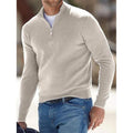Men's Sweater Jumper Pullover Ribbed Knit Cropped Zipper Knitted Solid Color by DailySale
