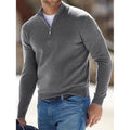 Men's Sweater Jumper Pullover Ribbed Knit Cropped Zipper Knitted Solid Color by DailySale