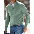 Men's Sweater Jumper Pullover Ribbed Knit Cropped Zipper Knitted Solid Color by DailySale