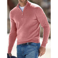Men's Sweater Jumper Pullover Ribbed Knit Cropped Zipper Knitted Solid Color by DailySale