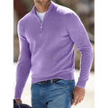 Men's Sweater Jumper Pullover Ribbed Knit Cropped Zipper Knitted Solid Color by DailySale