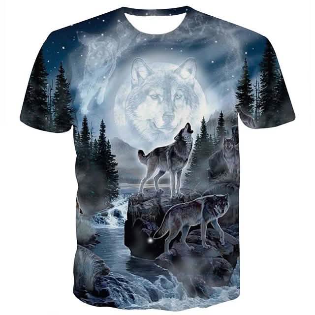 Men's T-Shirt 3D Animal Print Short Sleeve Daily Tops Streetwear Exaggerated Rainbow by DailySale