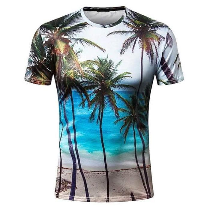 Men's T shirt Graphic Scenery Print Short Sleeve Daily Tops Blue by DailySale