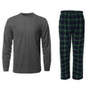 Men's Thermal Crew Neck and Fleece Plaid Pants Bundle