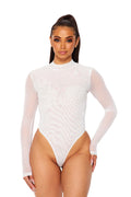 Mesh Nylon Long Sleeve Bodysuit by The House of Stylez