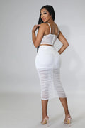 Meshy Days Ruched High Waisted Skirt Set by Fasheabe
