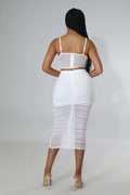 Meshy Days Ruched High Waisted Skirt Set by Fasheabe