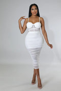 Meshy Days Ruched High Waisted Skirt Set by Fasheabe
