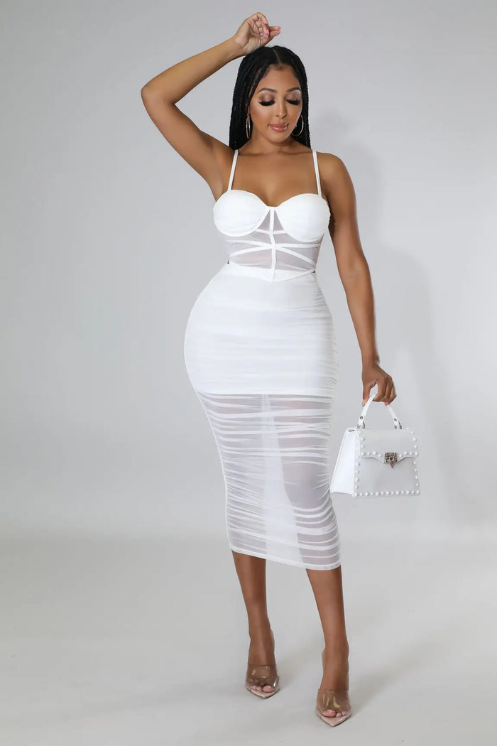 Meshy Days Ruched High Waisted Skirt Set by Fasheabe
