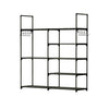 Metal Shoe Storage Shelf Free Standing Shoe Stand with 2 Row Hooks