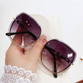 Metal Trimming Oversized Rhinestones Gradient Sun Glasses by DailySale