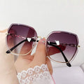 Metal Trimming Oversized Rhinestones Gradient Sun Glasses by DailySale