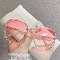 Metal Trimming Oversized Rhinestones Gradient Sun Glasses by DailySale