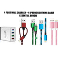 MFi Certified iPhone 4 Port High Speed Wall Charger and 4 Lightning Cables by DailySale